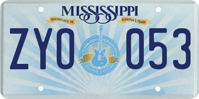 MS license plate ZYO053