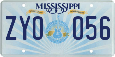 MS license plate ZYO056
