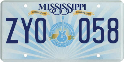 MS license plate ZYO058