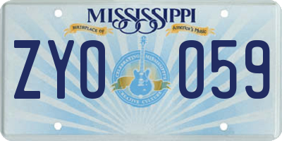 MS license plate ZYO059