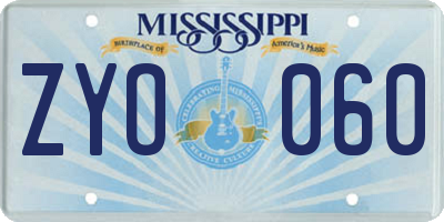 MS license plate ZYO060