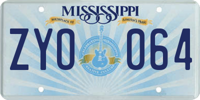 MS license plate ZYO064