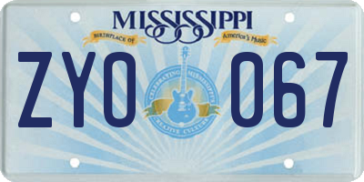 MS license plate ZYO067