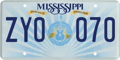 MS license plate ZYO070