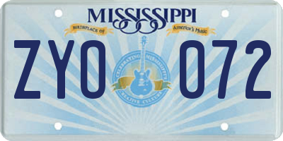 MS license plate ZYO072