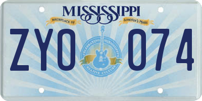 MS license plate ZYO074