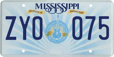 MS license plate ZYO075