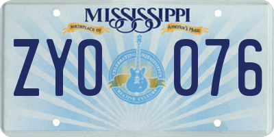 MS license plate ZYO076