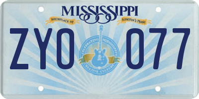 MS license plate ZYO077