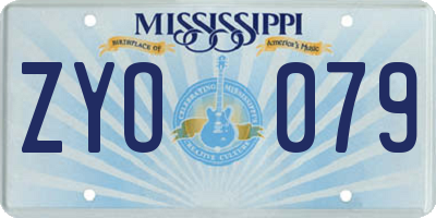 MS license plate ZYO079