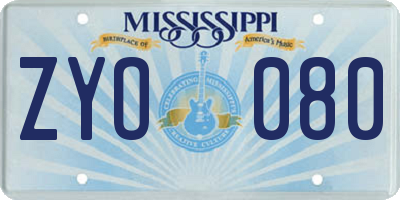 MS license plate ZYO080