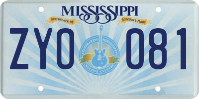 MS license plate ZYO081