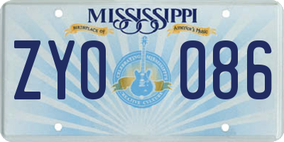 MS license plate ZYO086