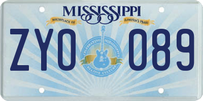 MS license plate ZYO089