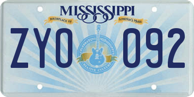 MS license plate ZYO092