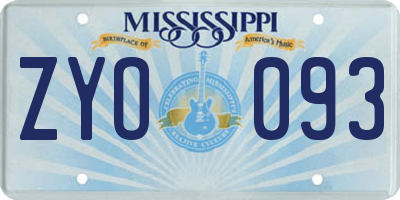 MS license plate ZYO093