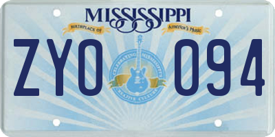 MS license plate ZYO094