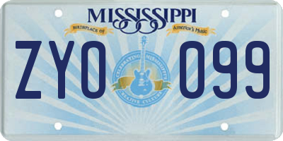 MS license plate ZYO099
