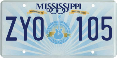 MS license plate ZYO105