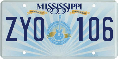 MS license plate ZYO106