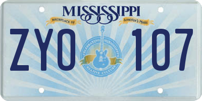 MS license plate ZYO107