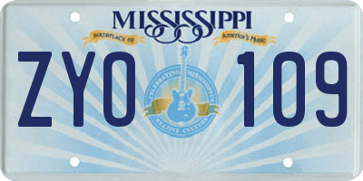 MS license plate ZYO109