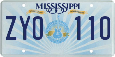 MS license plate ZYO110