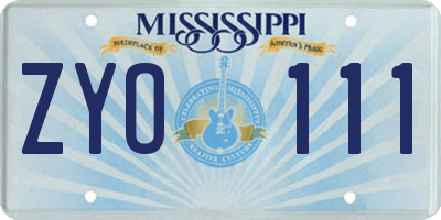 MS license plate ZYO111