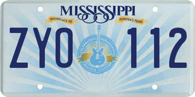 MS license plate ZYO112