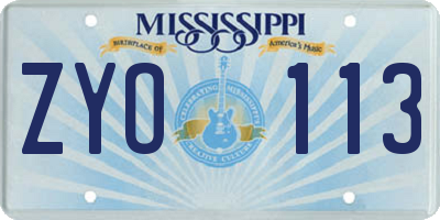 MS license plate ZYO113