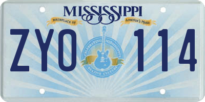 MS license plate ZYO114