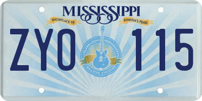 MS license plate ZYO115