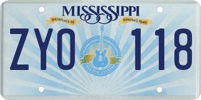 MS license plate ZYO118