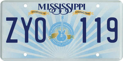 MS license plate ZYO119