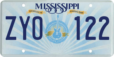 MS license plate ZYO122