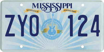 MS license plate ZYO124