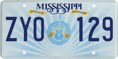 MS license plate ZYO129