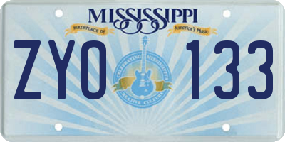 MS license plate ZYO133