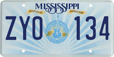 MS license plate ZYO134