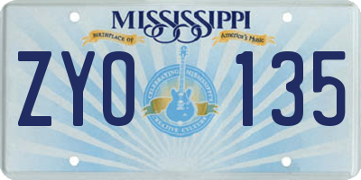 MS license plate ZYO135