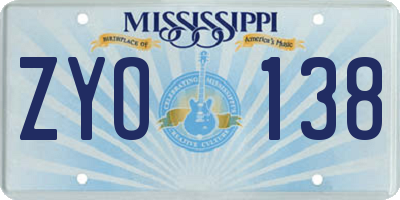 MS license plate ZYO138