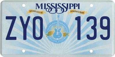 MS license plate ZYO139