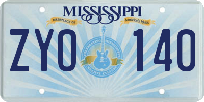 MS license plate ZYO140