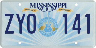 MS license plate ZYO141