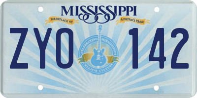 MS license plate ZYO142