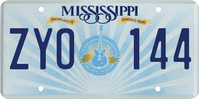 MS license plate ZYO144