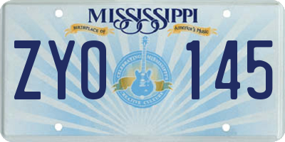 MS license plate ZYO145