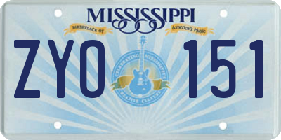 MS license plate ZYO151