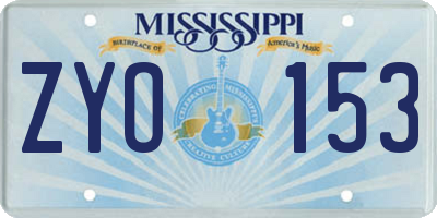 MS license plate ZYO153