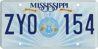 MS license plate ZYO154